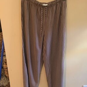 Striped Brown Women's casual drawstring waist side pocket lightweight pants
